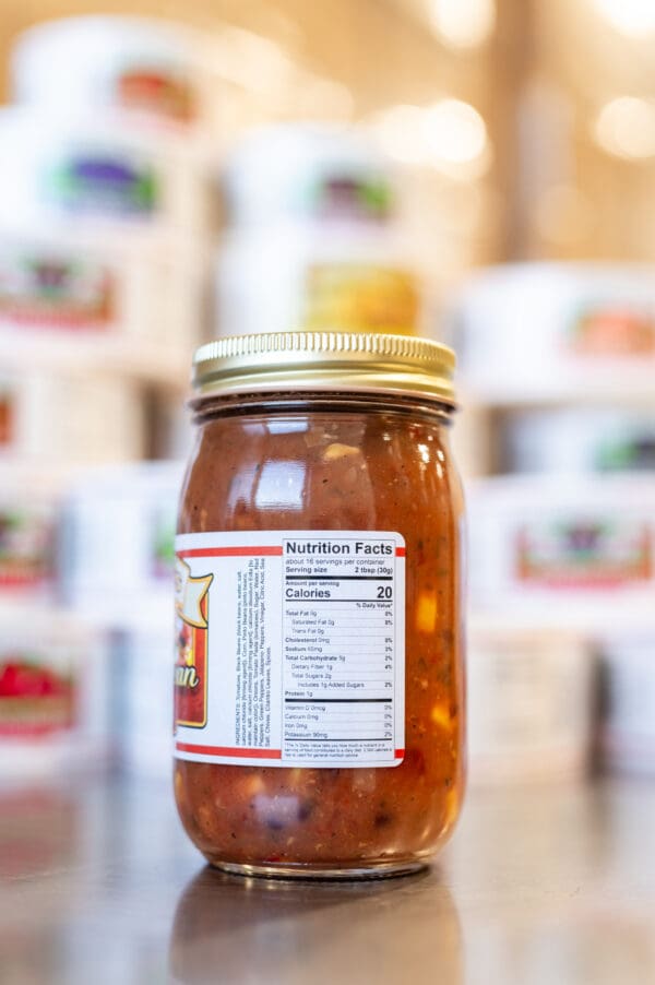 A jar of food with a label on it.